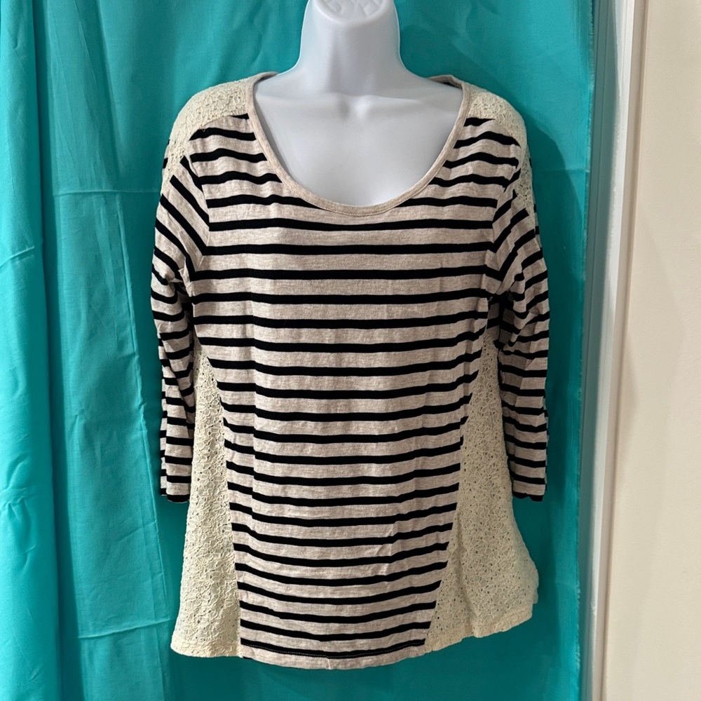 Striped Black and Cream Women's Top
